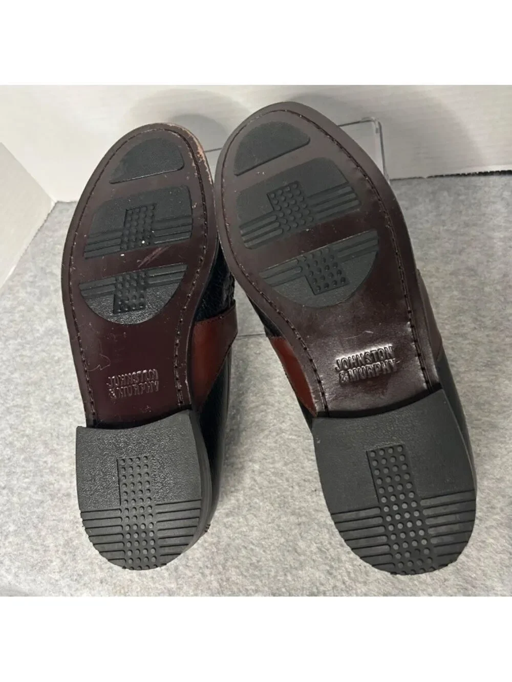 Johnston Murphy Kilt Tassel 2 Tone Loafers-Black Brown Men Sz 9US EUC